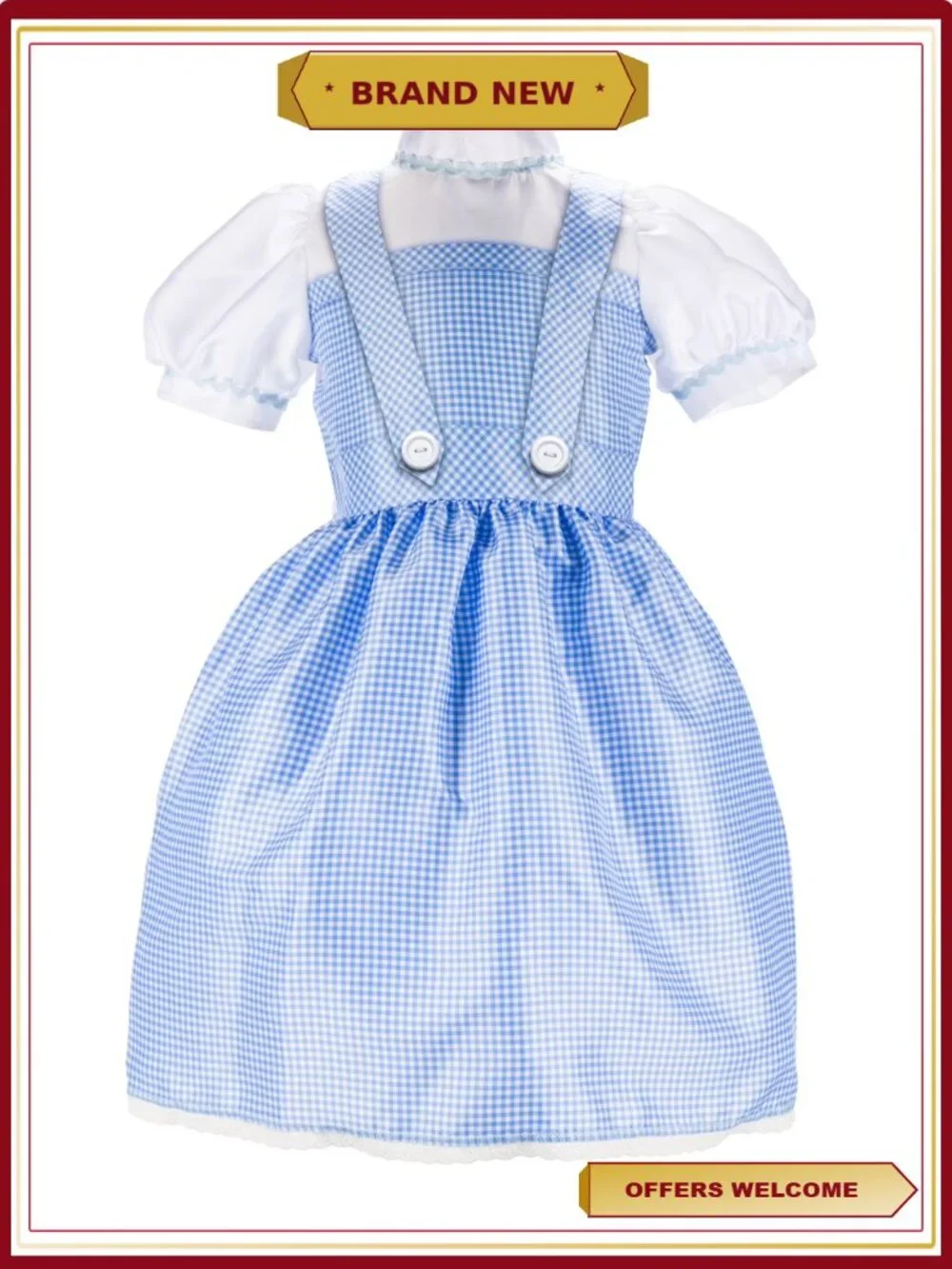 Dorothy Wizard of Oz Girls Costume Dress Pretend Play Dress Up
